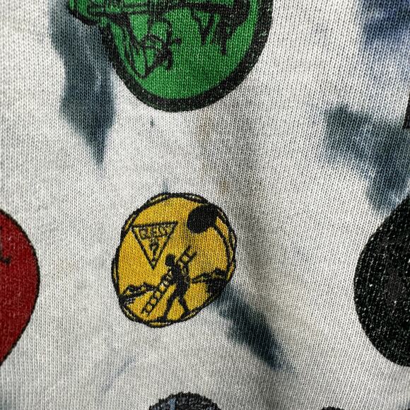 Vintage Guess Tie Dye Sweatshirt Logo Crew Neck Oversized White Blue OS - Picture 4 of 6